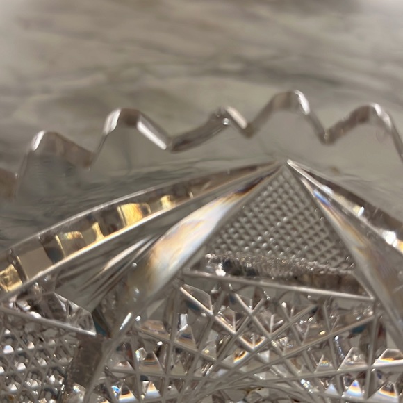 ABP heavy American brilliant cut glass crystal bowl sawtooth edge - Picture 7 of 7